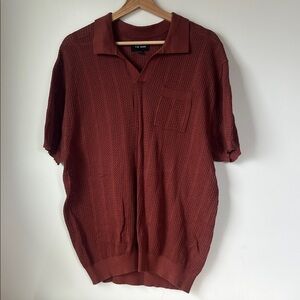 The Tie Bar Men's Short-Sleeve Knit Polo in Brick